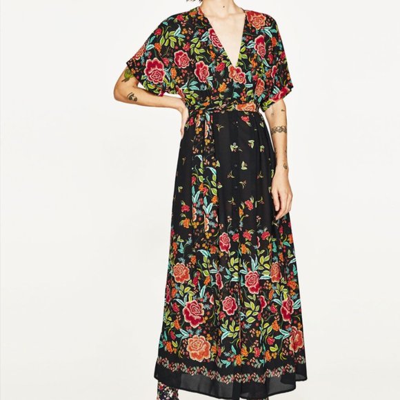 Zara Dresses & Skirts - * ZARA Floral Print Sarong Midi / Maxi Dress